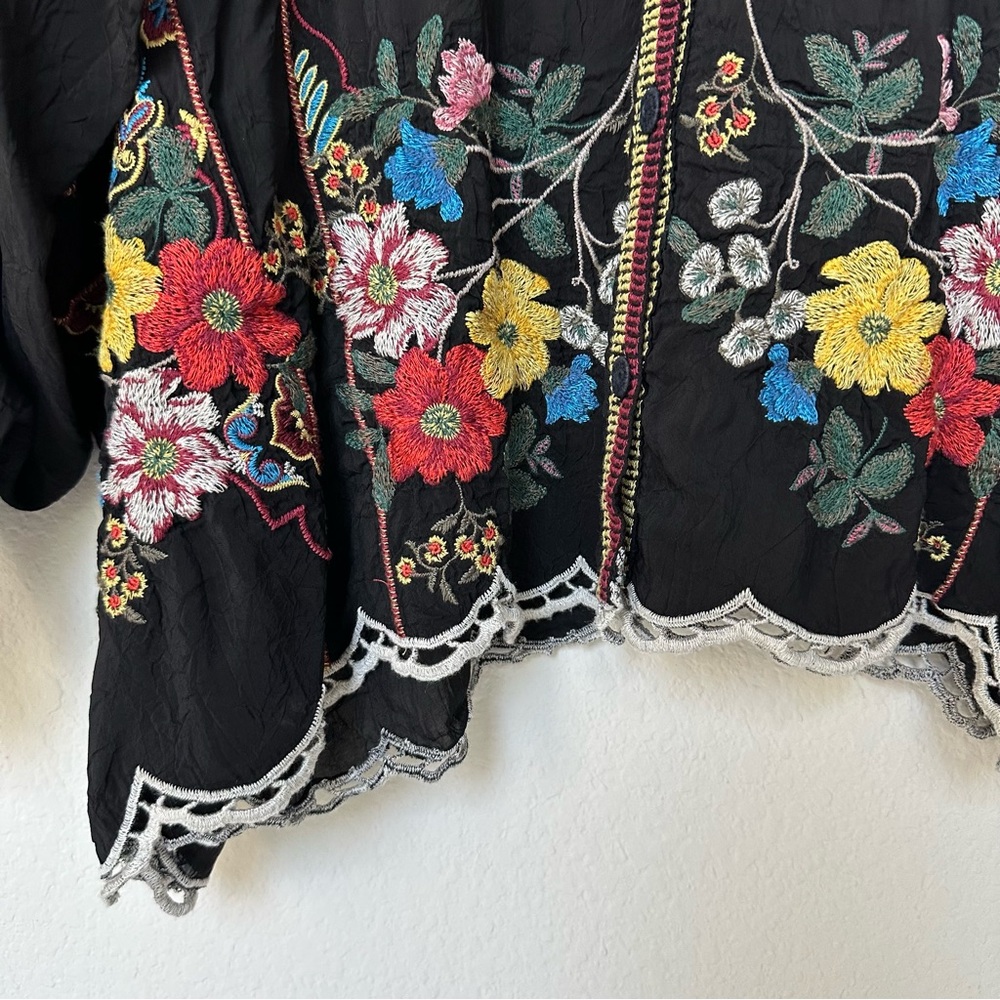 Johnny Was Oversized Multicolor Floral Embroidered Blouse S - Picture 5 of 11